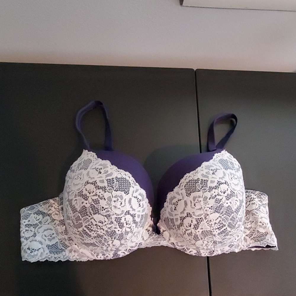 Navy & Off White Lace Bra